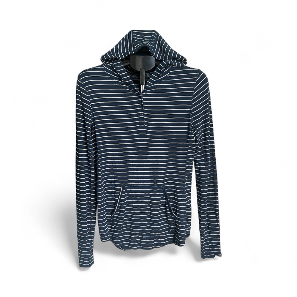 Prana Women’s Striped Navy and White Long Sleeve Shirt Size Small